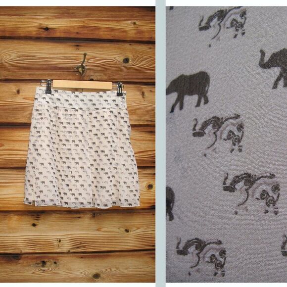 NWOT Club Monaco Elephant Print Silk Mini Skirt - Picture 1 of 9